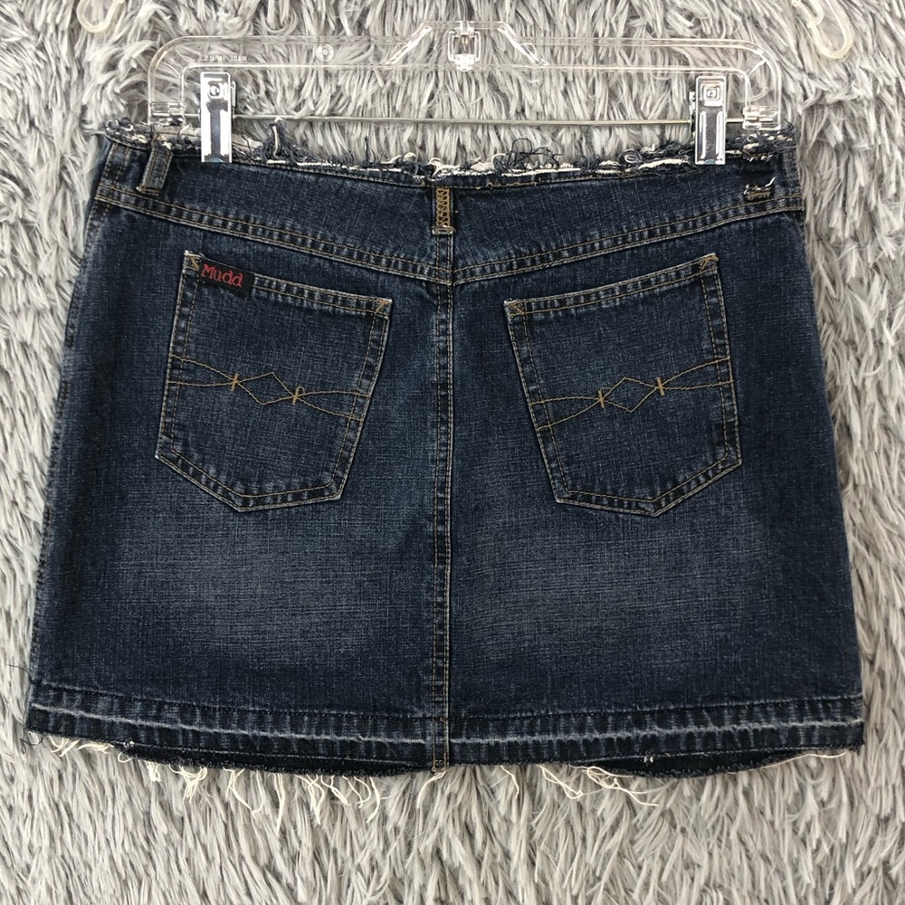 Mudd Skirt Womens Size 5 Raw Waist Denim Zip Mini Back Pockets